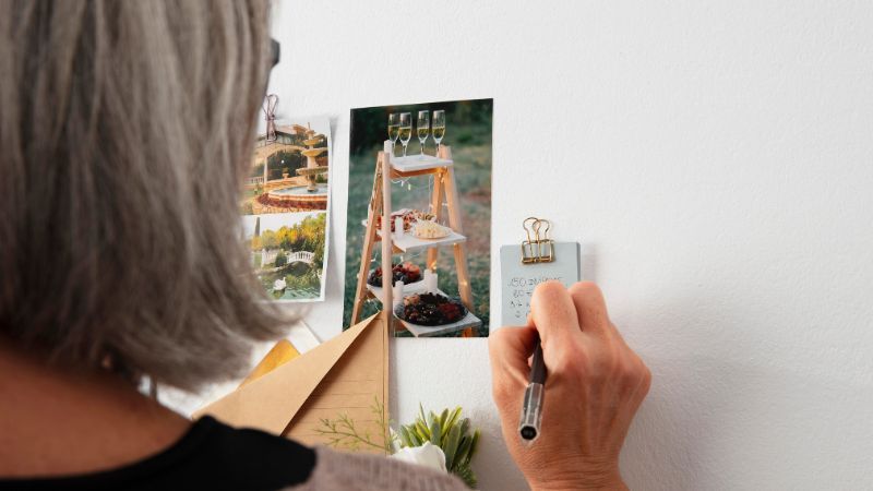 woman writing notes next to photos-Start Thinking In Another Language-Lingopie 