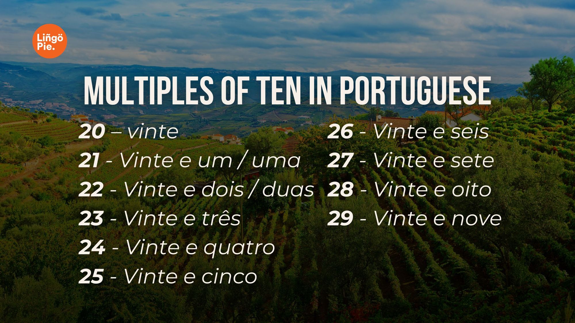 Portuguese Numbers 20-29