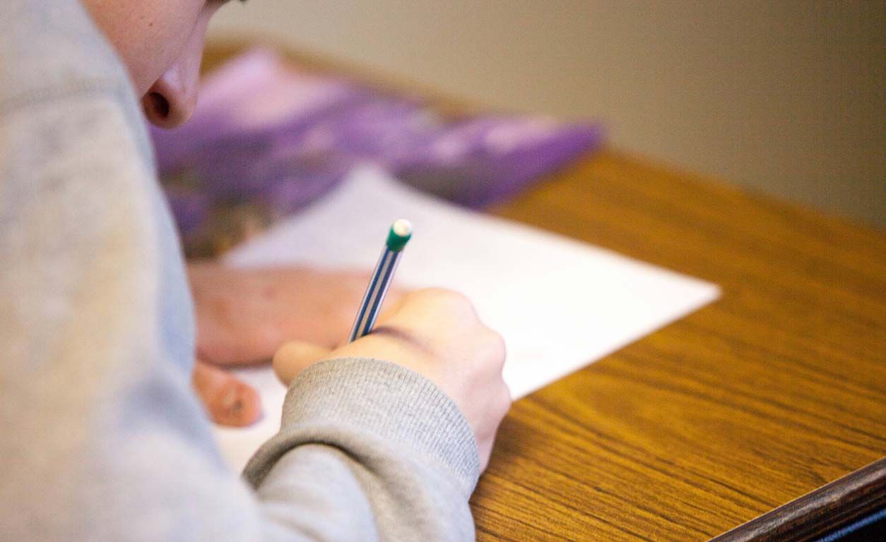 Boy taking an exam