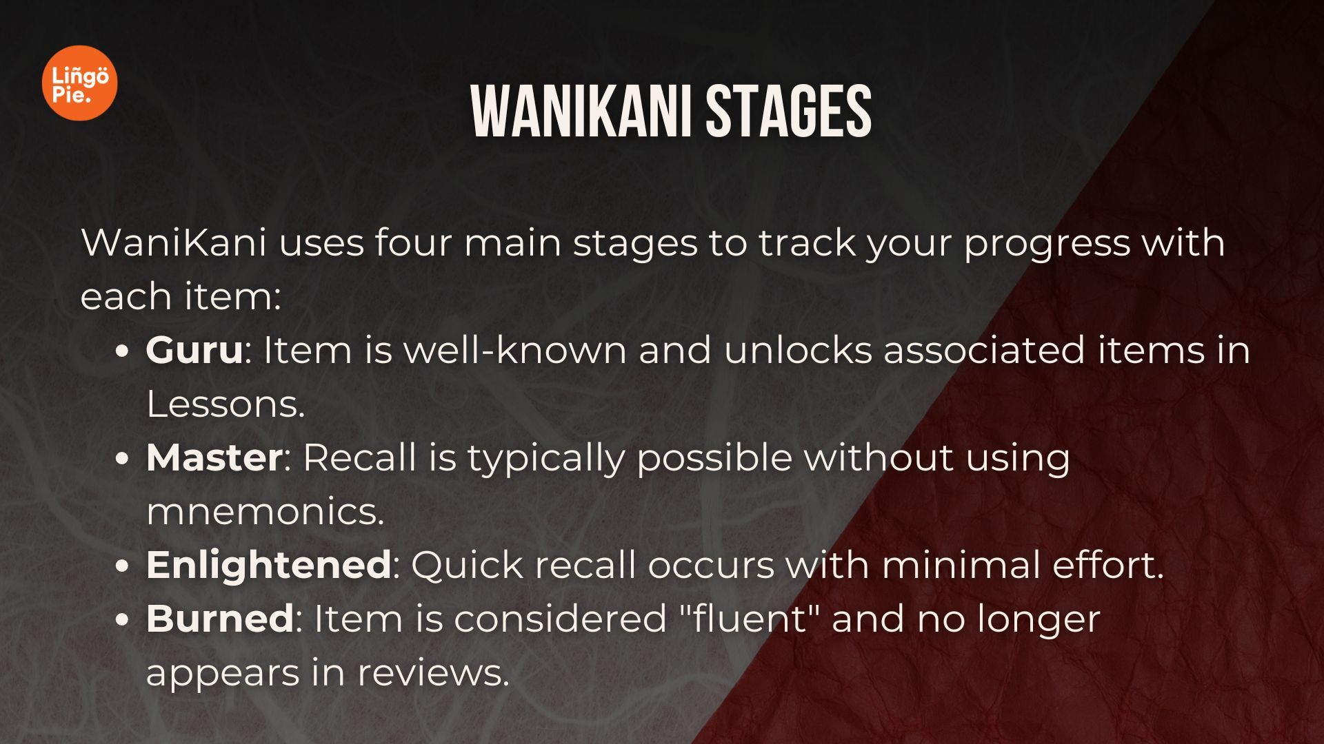 WaniKani Review: Learning stages