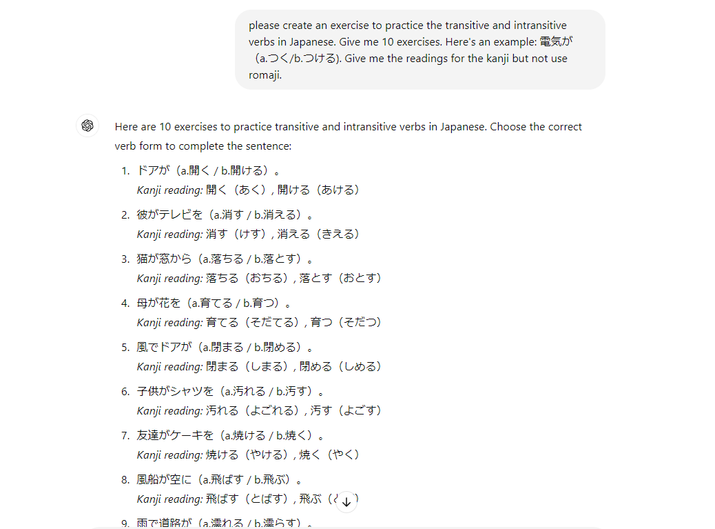 chatgpt excercise