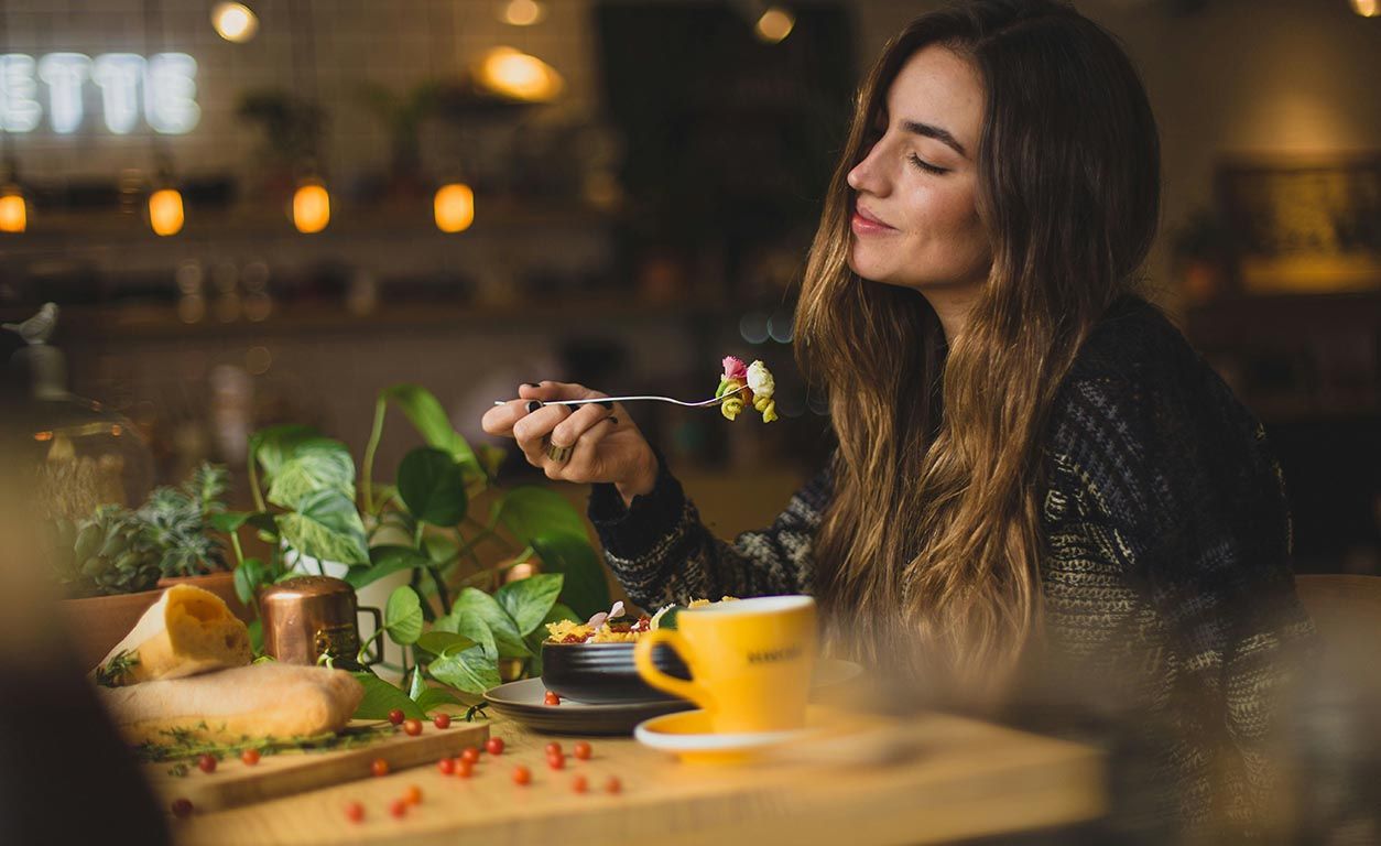 Girl eating a salad