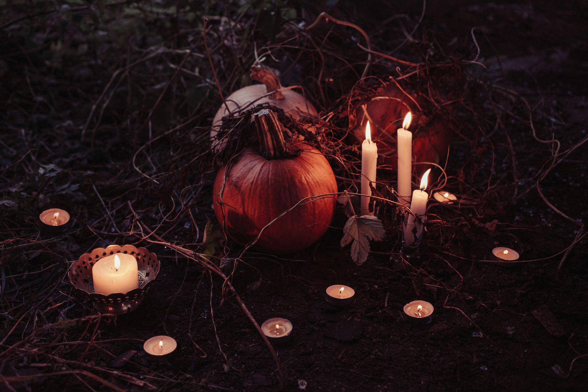 Candles and pumpkins