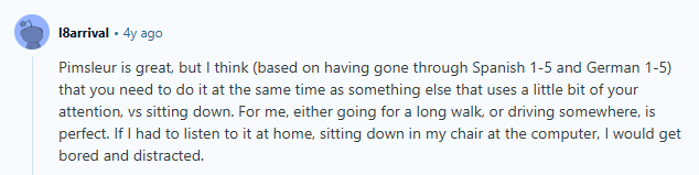Pimsleur review from Reddit