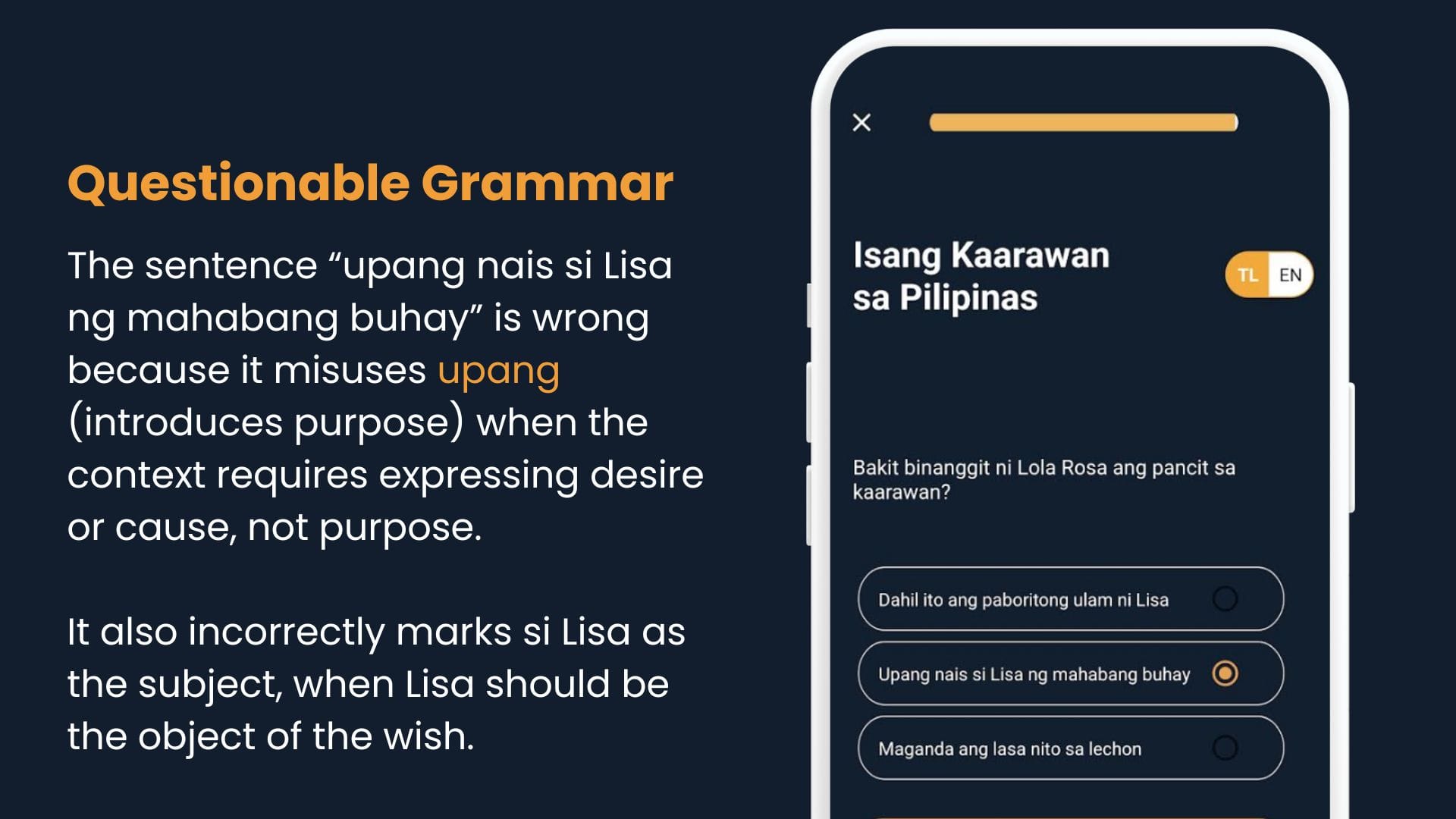 Beelinguapp - Incorrect Grammar