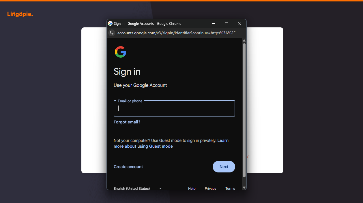 Log In to Lingopie with Google